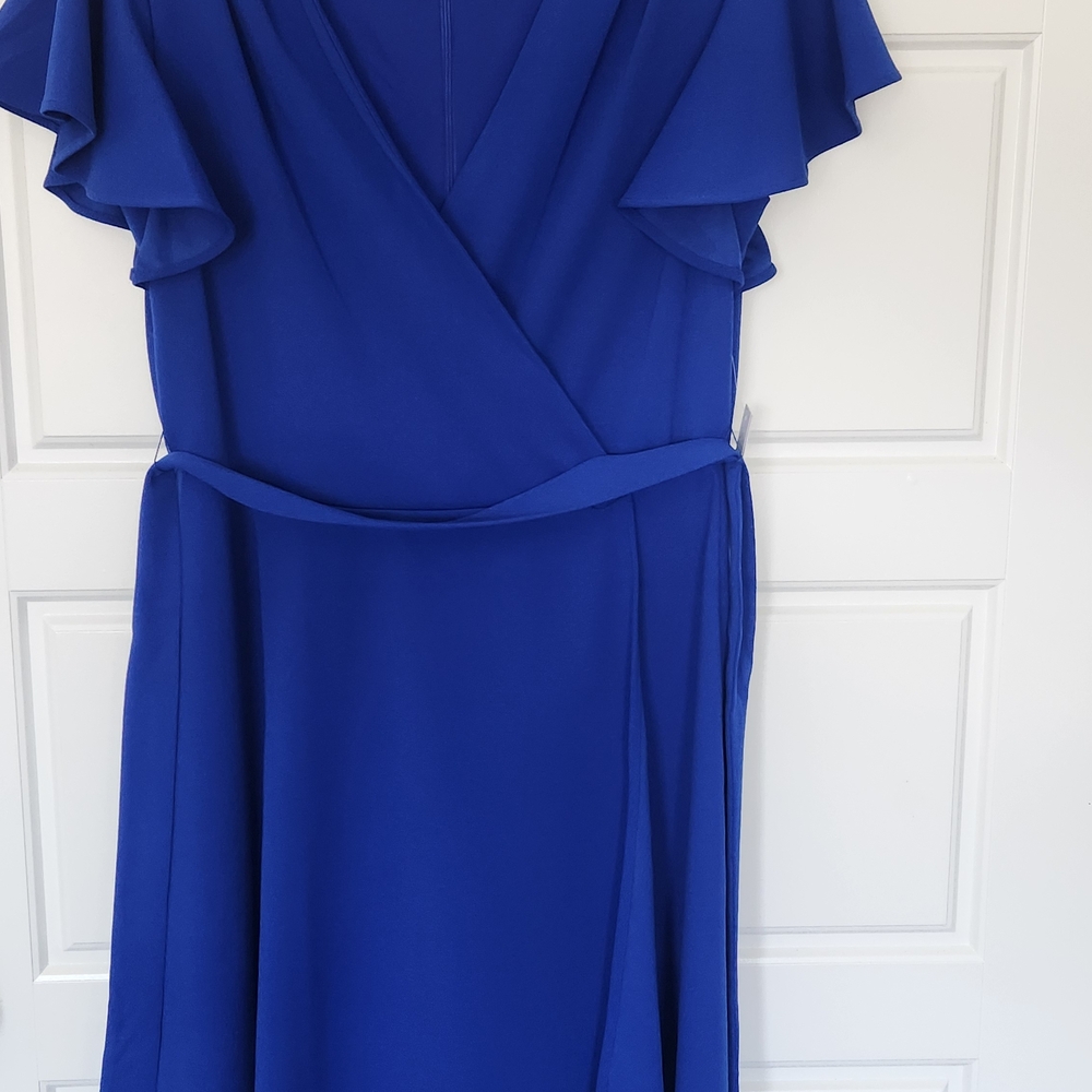 Elegant Blue Wrap Dress